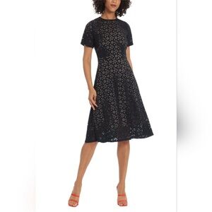 Maggy London Navy Lace Midi Dress